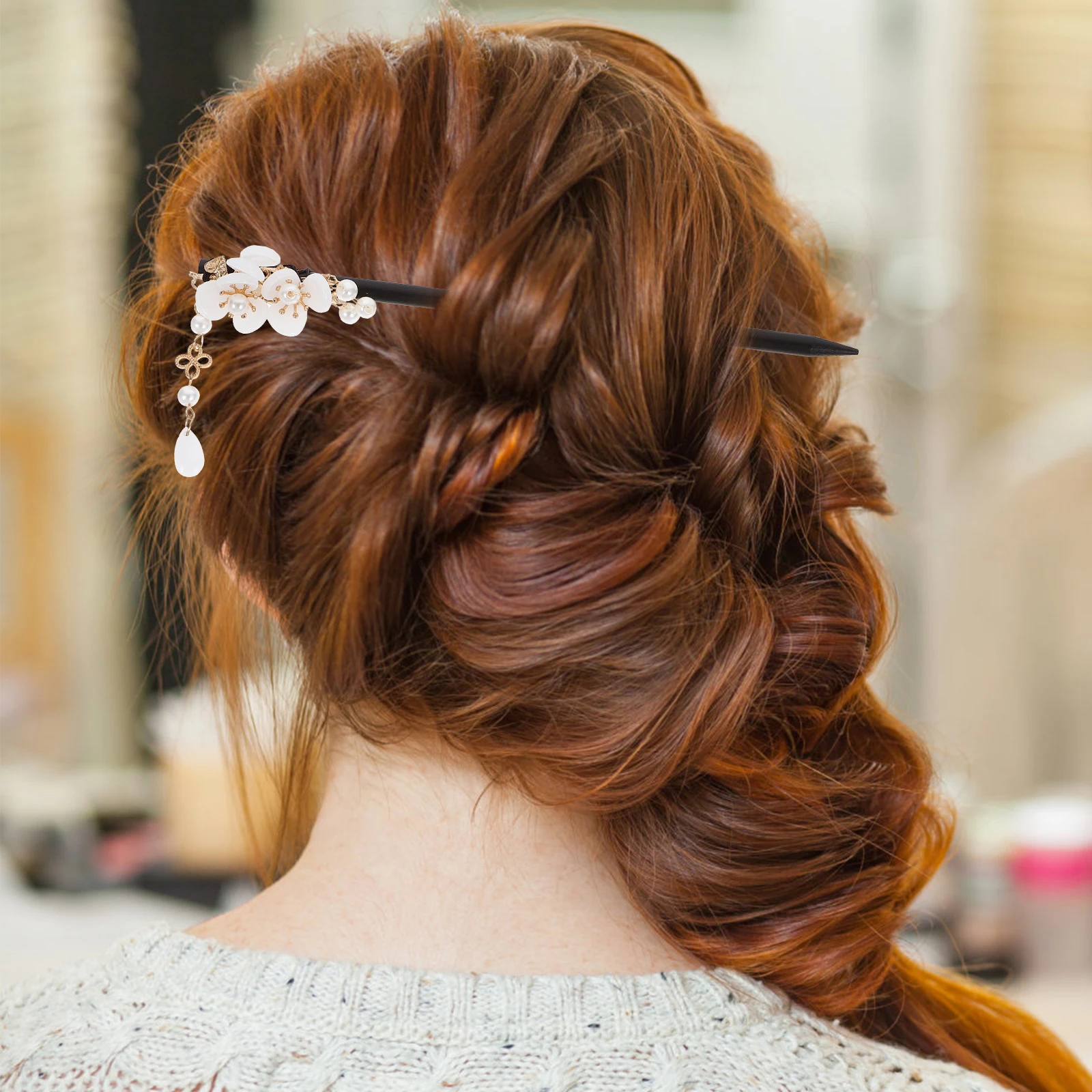 

Wooden Hair Chopsticks Vintage Style Hair Accessories for Women White Color 30cm Length Easy to Use Bun Stick for Hanfu