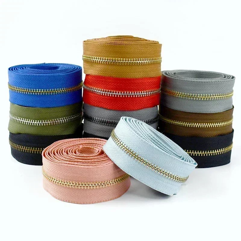 1-5Y Colorful 5# Metal Zipper Tape Cabbage Zippers By Meters Clothes Sewing Ziper Closure Repair Kit Bag Jacket Decoration Zip