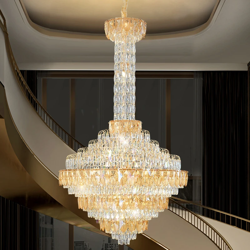 Duplex Building Light Luxury Post-Modern Spacious Living Room Large Chandelier High-And Hotel Lobby Crystal Lamp