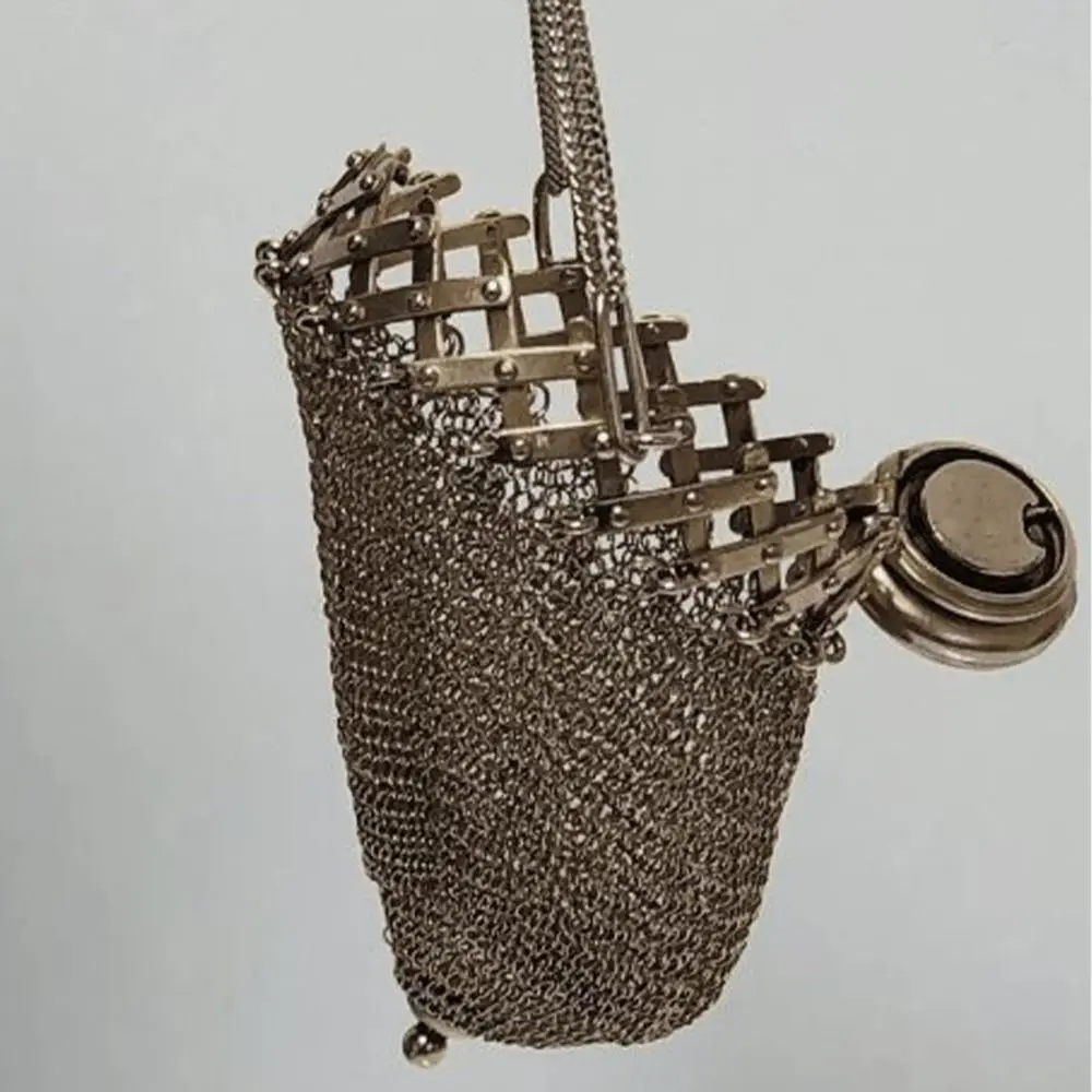 جديد الفيكتوري 1920's الإنجليزية محفظة نسائية للعملات المعدنية غطاء تويست بوابة صغيرة شبكة صغيرة الحقيبة الرجعية شبكة علوية مزدوجة شبكة حامل العملات المعدنية