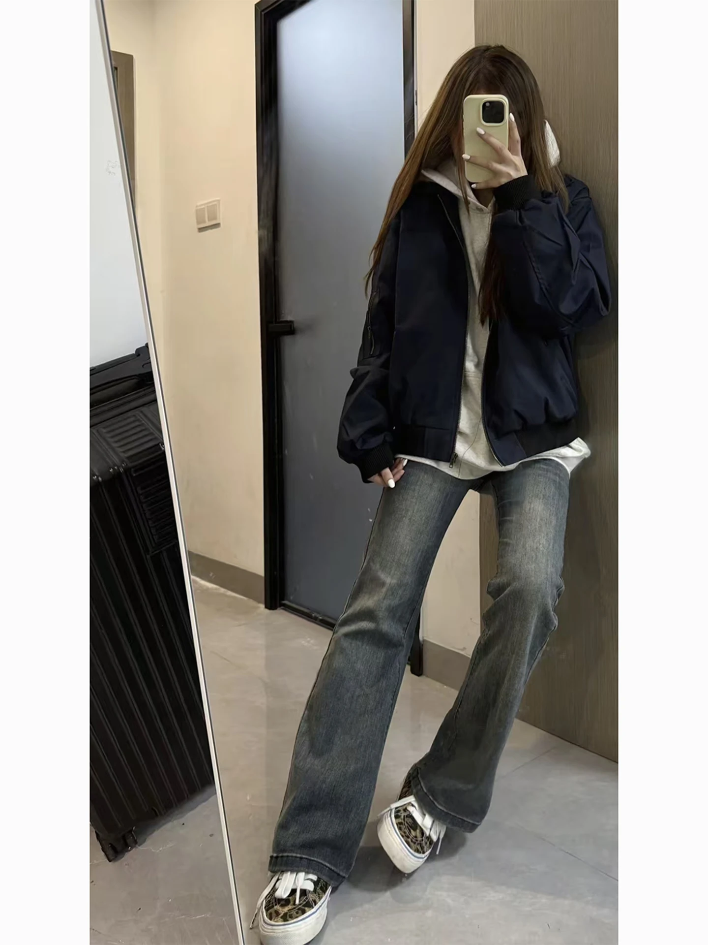 

Blue Waed Vintage Men's Jeans Straight Leg Fit Autumn American Vibe Teenage Boys CleanFit Muffin Pants mid Waist Zipper