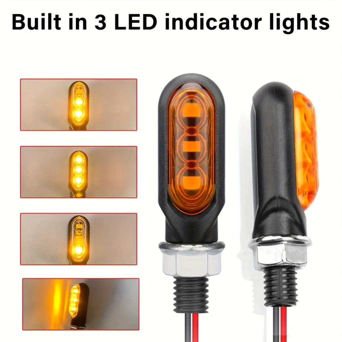 2/4Pcs Motorcycle 3LED Turn Signals Directional Indicators Amber Flashing Light 12V Motorcycle Turn Signal Lamp Accessories image 2