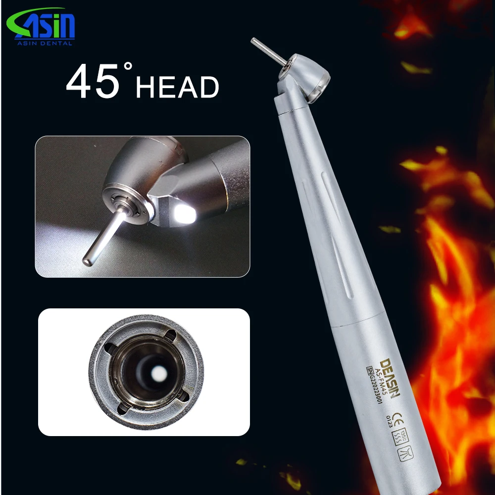 

Dental chair unit parts high speed handpiece 45 degree angle mini head air turbine with optic fiber for dentist clinic X450L