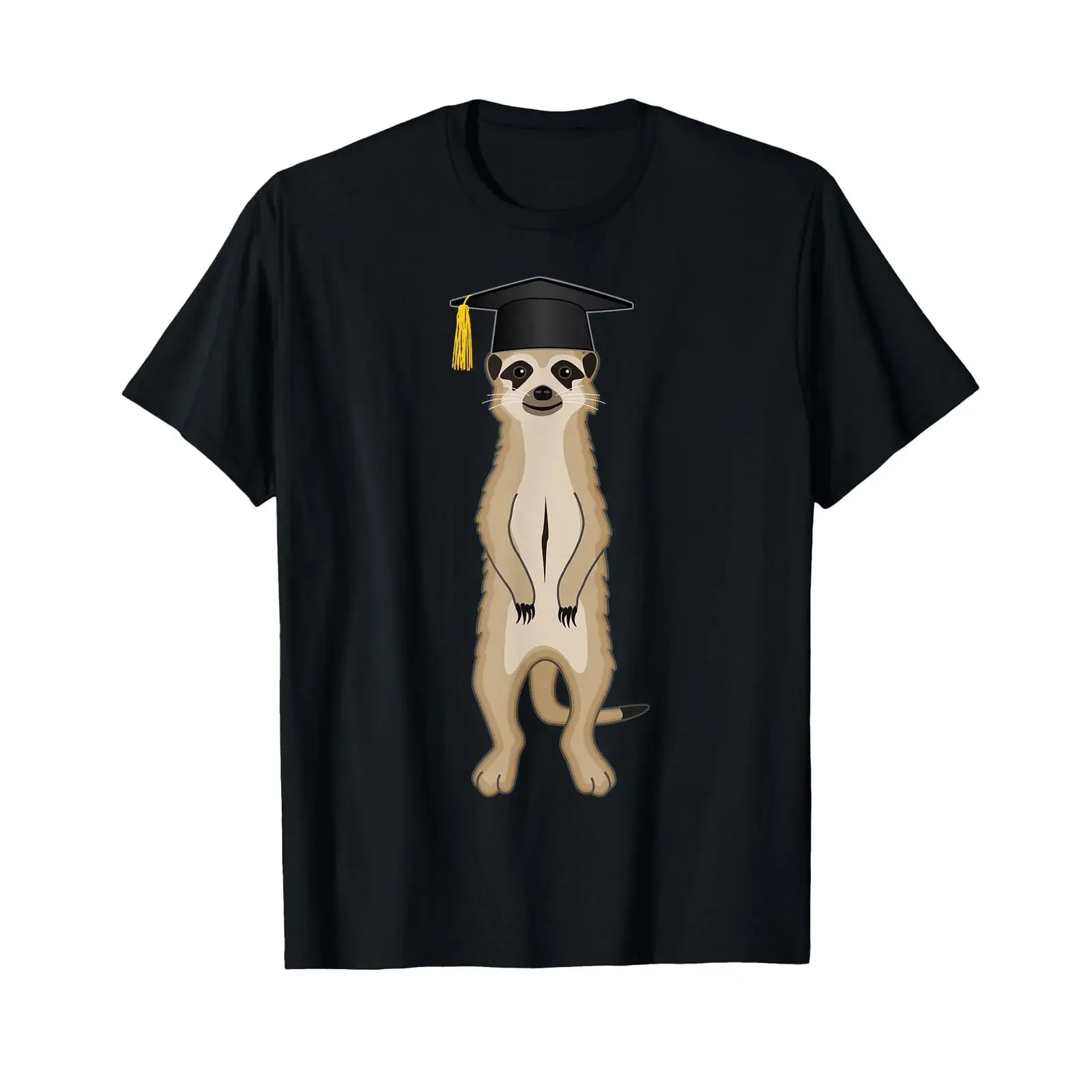 Funny meerkat wearing a graduation cap school studies T shirt vintage Washed Slightly Unisex Versatile Stretched graphic