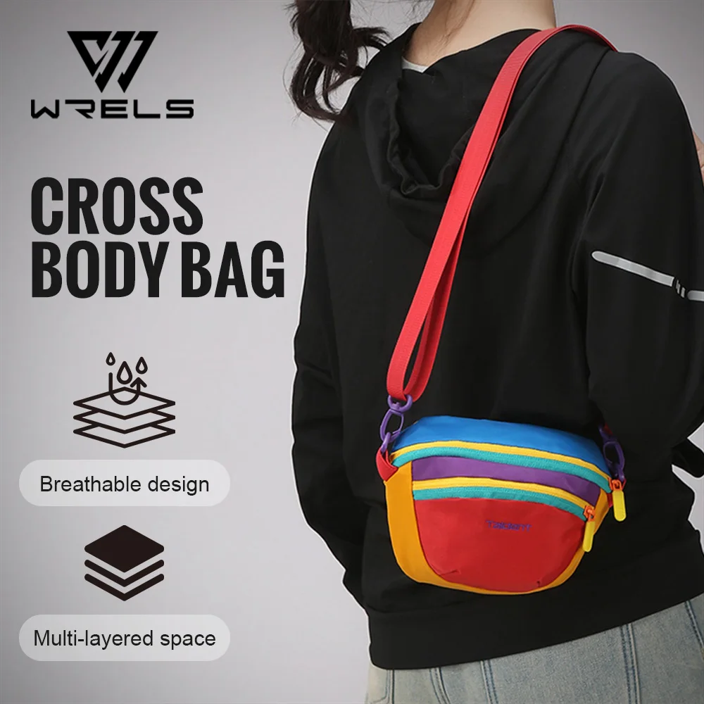 WRELS Crossbody Bag Adjustable Strap Zipper Bag Large Capacity Sports Travel Shoulder Bag Multi Pocket Outdoor Sports Chest Bag
