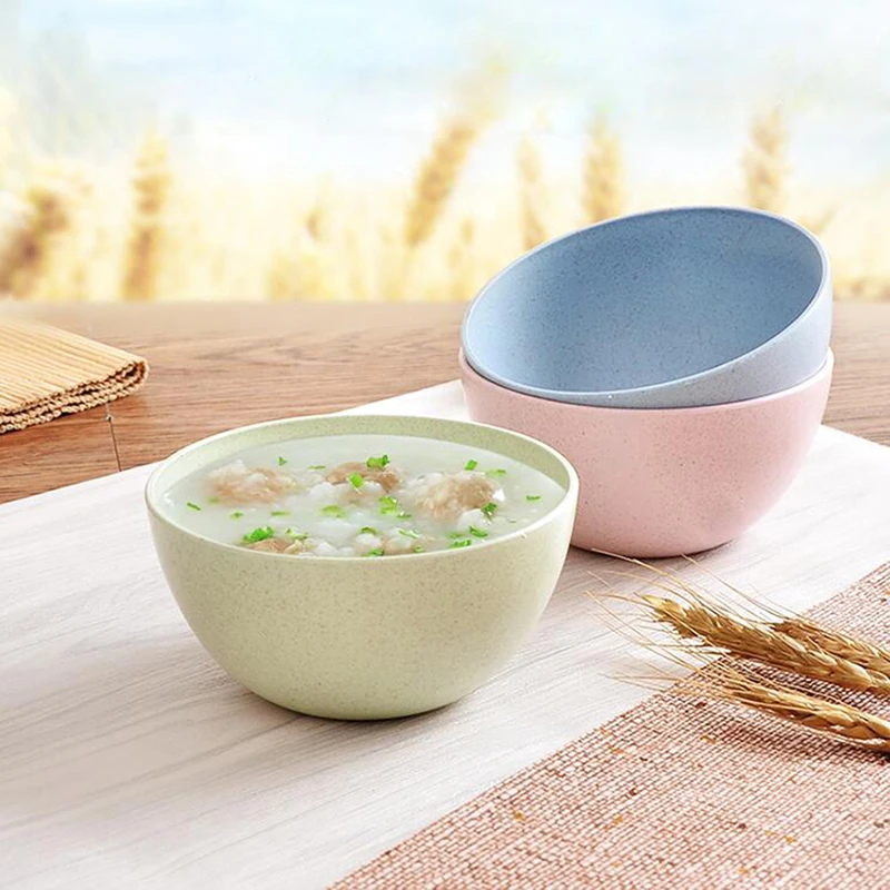1Pcs Eco-Friendly Wheat Straw Bowl Household Rice Salad Soup Bowls Unbreakable Bowl For Home Kitchen