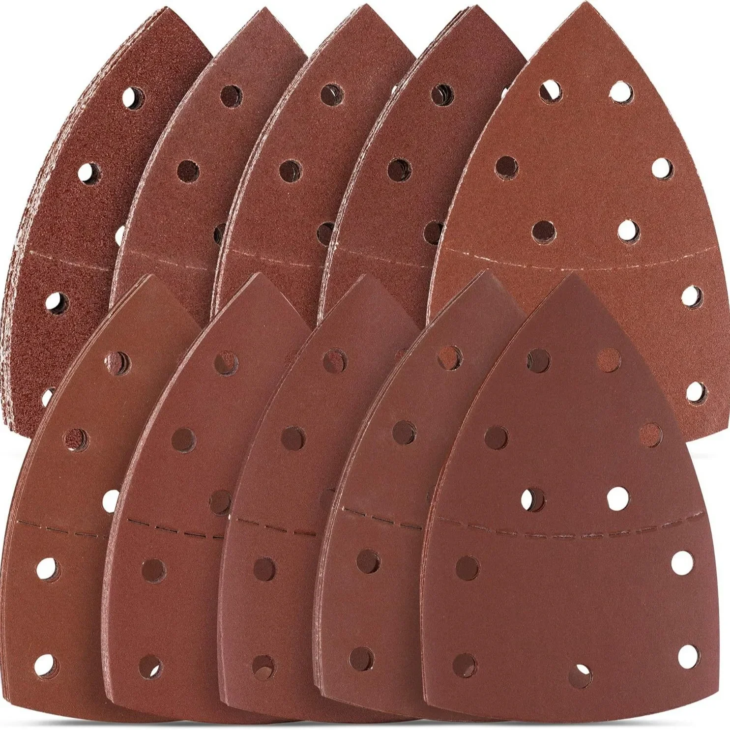 30Pcs 11 Hole Mouse 40-240 Grit Triangle Sandpaper - Alumina for a variety of woodworking textures, dry grinding and polishing