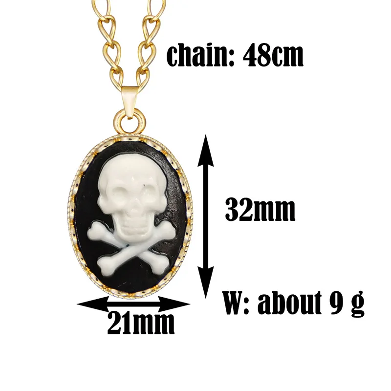 Classic Cameo Skulls Bead Women Necklace Gold Color Fashion Skeletons Bone Hollow Flower Pendant Jewelry