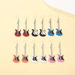 Alloy Guitar Drop Earrings Fashion Guitar Personality Vintage Classical Drop Earrings Punk Personalized Fashion Earrings Women