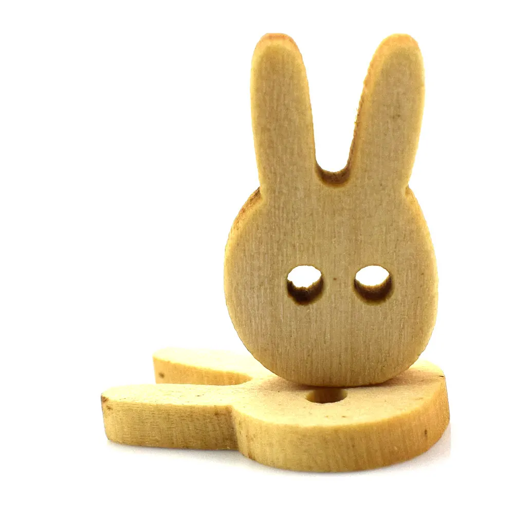 50PCS Rabbit Wooden Buttons Cute Natural Color Sewing Clothes Button Scrapbooking Garment DIY Apparel Accessories