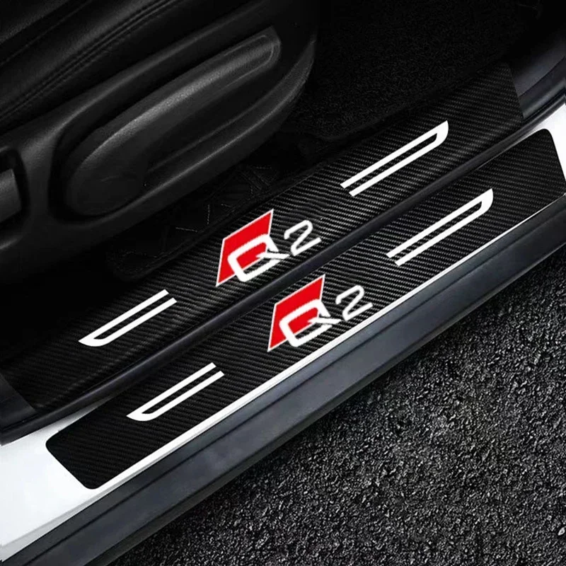 Car Door Threshold Anti Scratch Waterproof Sill Sticker For Audi Q2 Logo Interior Anti‑Kick Stickers Auto Decor Accessories