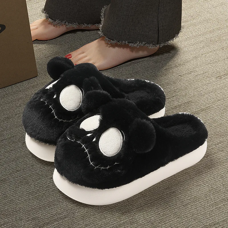 Autumn and Winter Women\'s Cotton Slippers 2023 New Home Floor Cotton Shoes Warm and Anti Slip Skull Head Men\'s Cotton Slippers