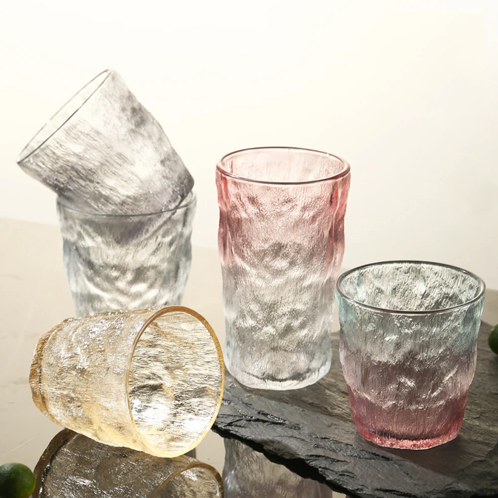 

Creative Transparent Hammer Pattern Glass Mug High Beauty Japanese Glacier Cup Household Large Capacity Coffee Milk Mugs Gift