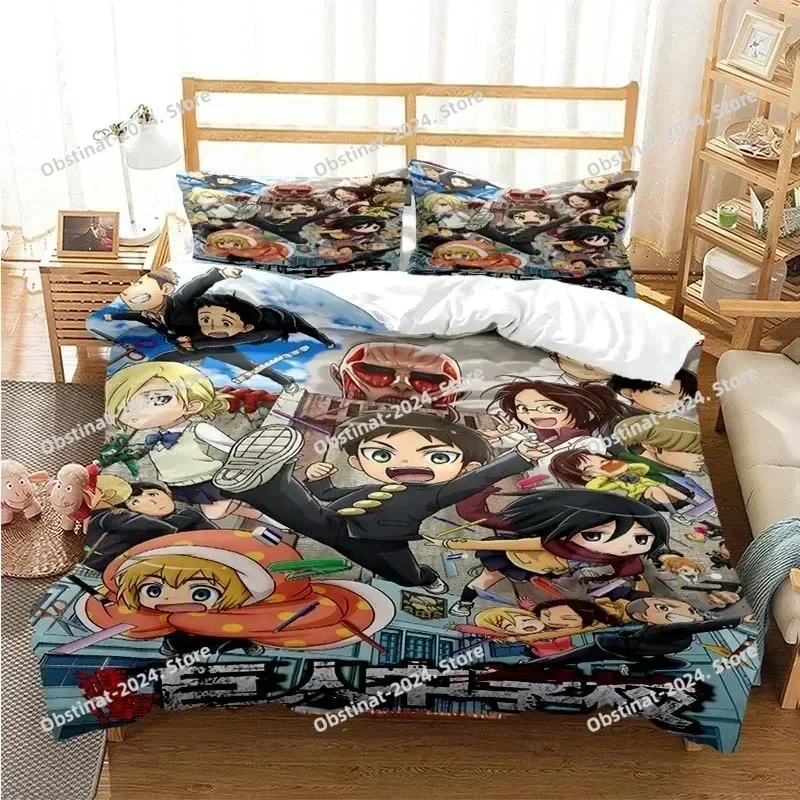 3D Printed Attack On Titan AOT Bedding Set Anime Eren Yeager Duvet Cover Double Twin Full Queen King Adult Kids Bedclothes Quilt