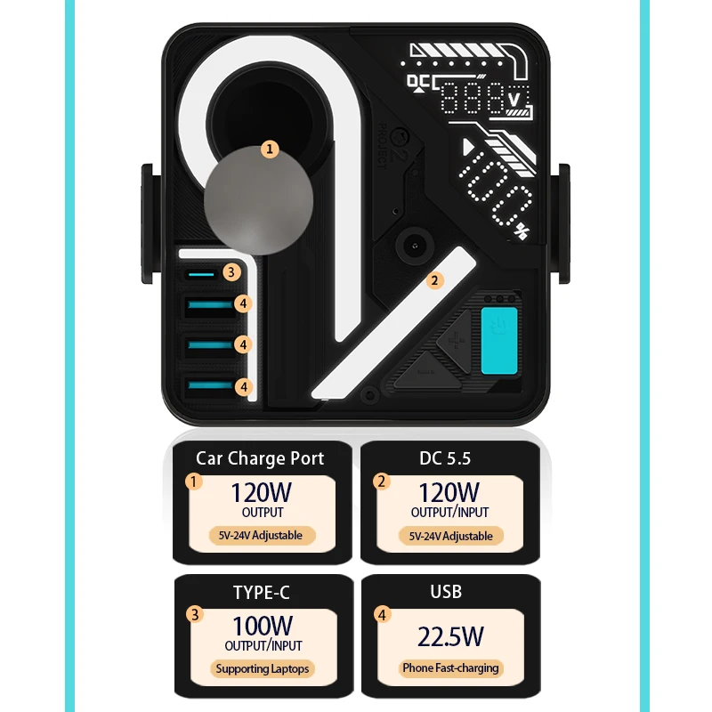 BANCO DE ENERGÍA DE CARGA RÁPIDA, cargador de teléfono móvil, salida USB de alta capacidad, 80000 mah, 80000 mah