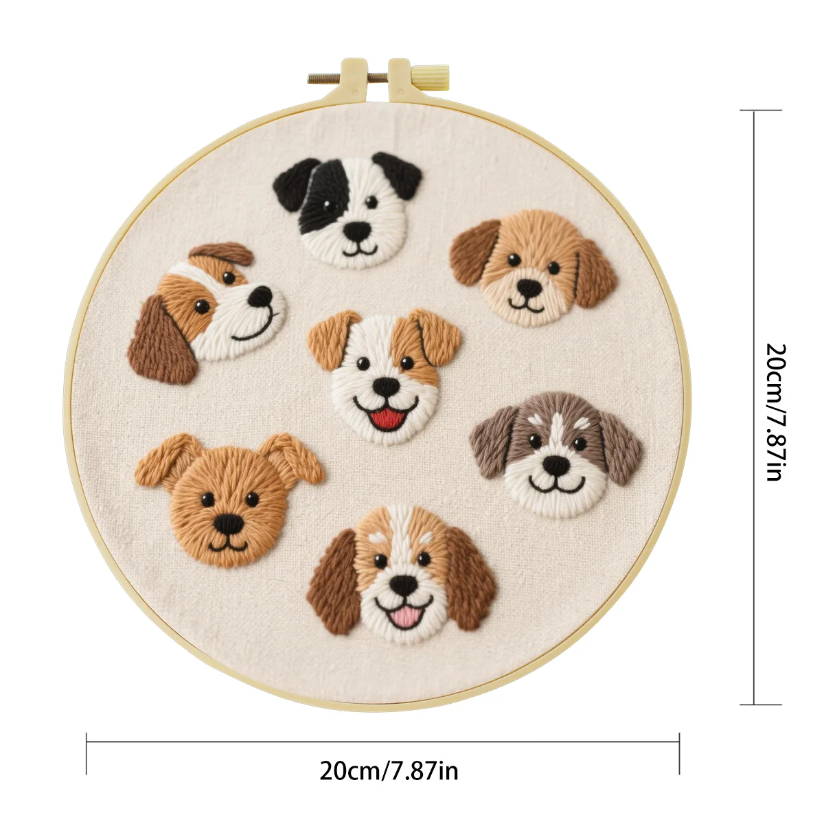 1 Stück 20X20CM/15X15CM 7,87/6,3 Zoll Hundestickerei-Starter-Kit DIY-Kit DIY-Stickerei-Set Handarbeiten Heimdekoration Nadelkunst – Detail 4