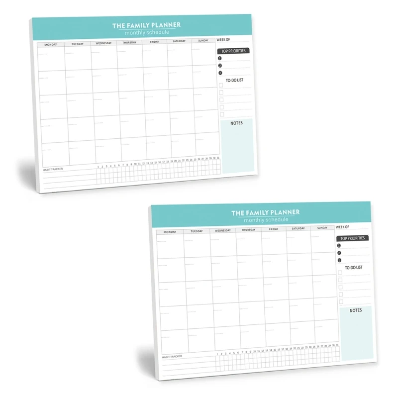 2Pcs Monthly Schedule Planner, Tearable Planner Noptepads Monthly Page for Daily Organising, Unlined Monthly Planner