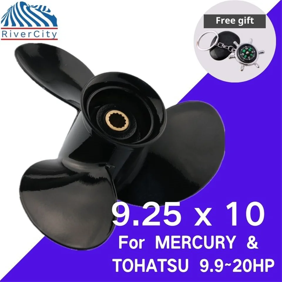 Boat Propeller 9.25x10 For Tohatsu Nissan 9.9hp 12hp 15hp Outboard Screw Boat Motor Aluminum Alloy Propeller 3 Blad 14 Spline