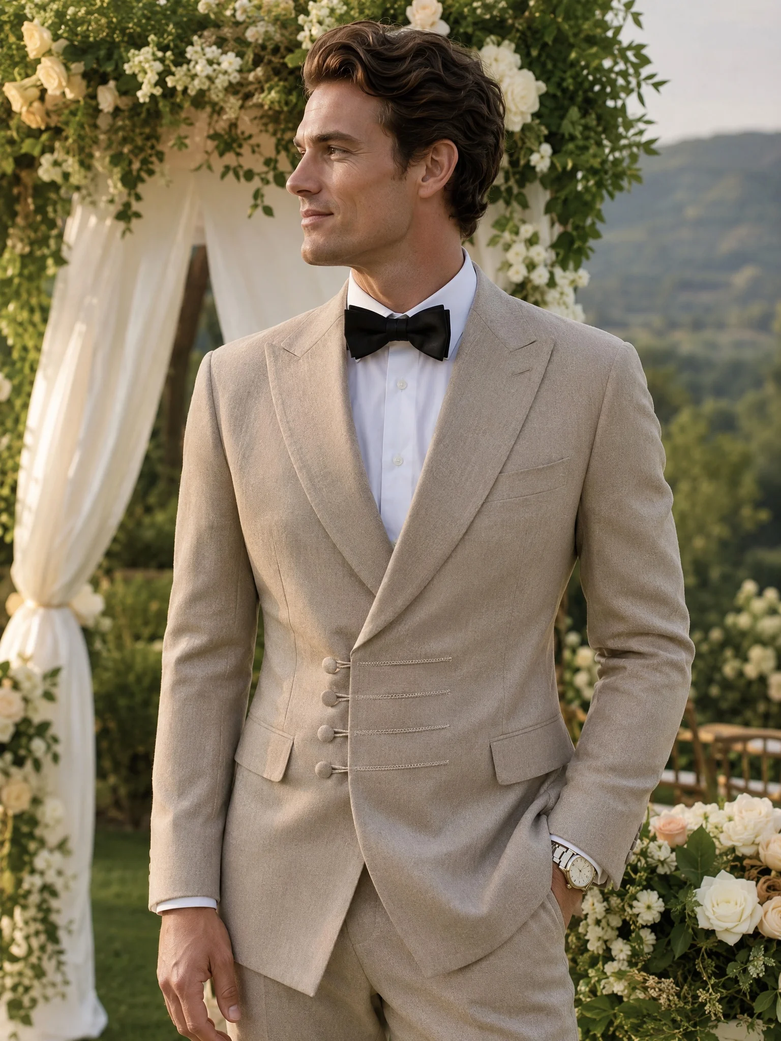ST Cassy Elegant Men's Suits for Wedding Slim Fit Double Breasted Multiple Buttons Casual Business Two-Piece Dress Party Outfit