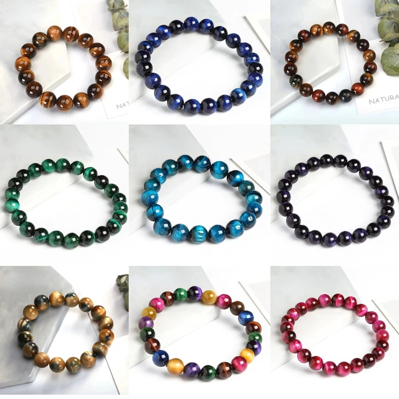 Premium Premium Blue Tiger Eye Beaded Bracelet Natural Stone Round Beads Handmade Yoga Bangle Fashion Jewelry for Men Women Daily Wear - Aliexpress Deal