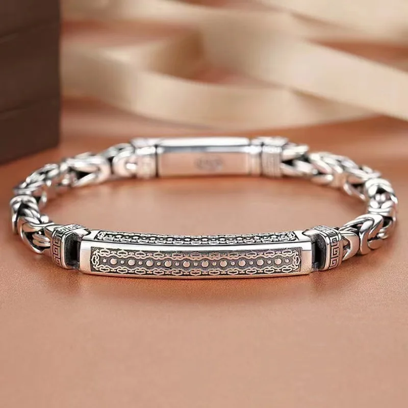 The new S925 silver gloss simple handwoven men's and women's bracelet everything classic fashion bracelet