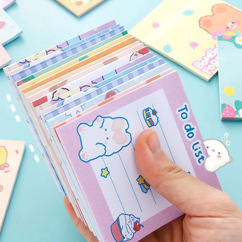 90 Sheets/Pack Cartoon Rabbit Bear Kawaii Animal N Times Memo Pad Sticky Notes Memo Notebook Stationery School Supplies