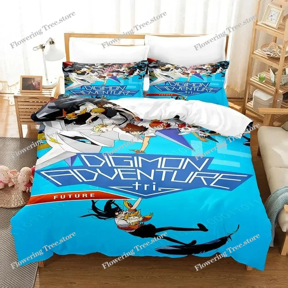 3D Print Anime Digimon Adventure Bedding Set Duvet Cover Bed Set Quilt Cover Pillowcase Comforter king Queen Size Boys Adult