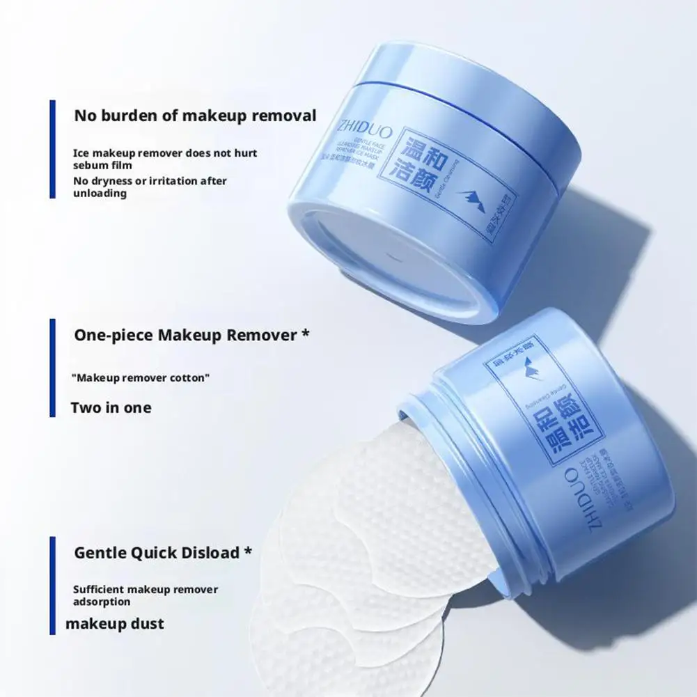 Gentle Makeup Remover Wipes All-in-One, Icy Cooling Cleansing Facial Wipes for Waterproof Mascara & Eye Makeup, Portable