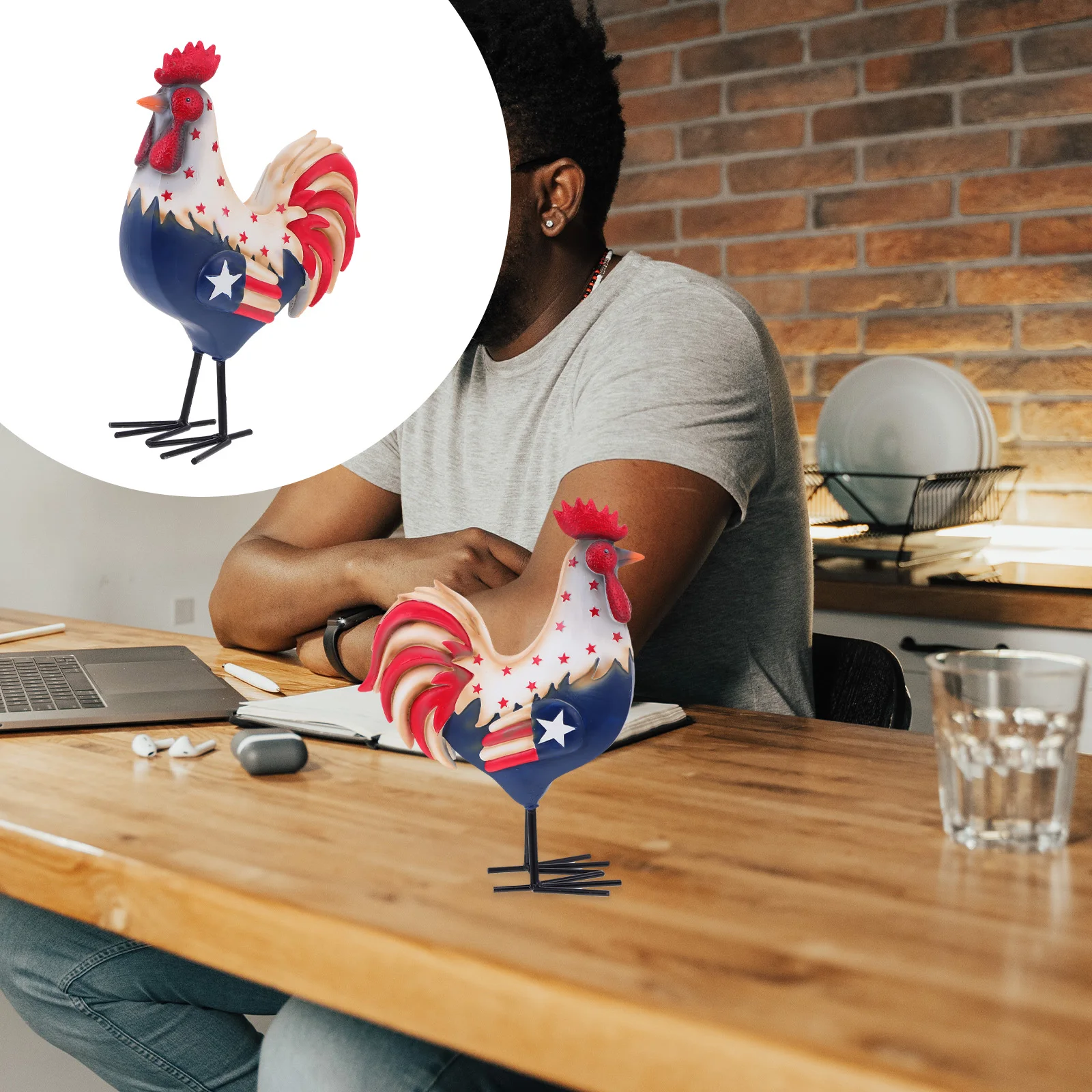

Artificial Resin Decor Rooster Statue Creative Adornment Garden Ornament Resin Rooster Potted Plant Decoration Realistic