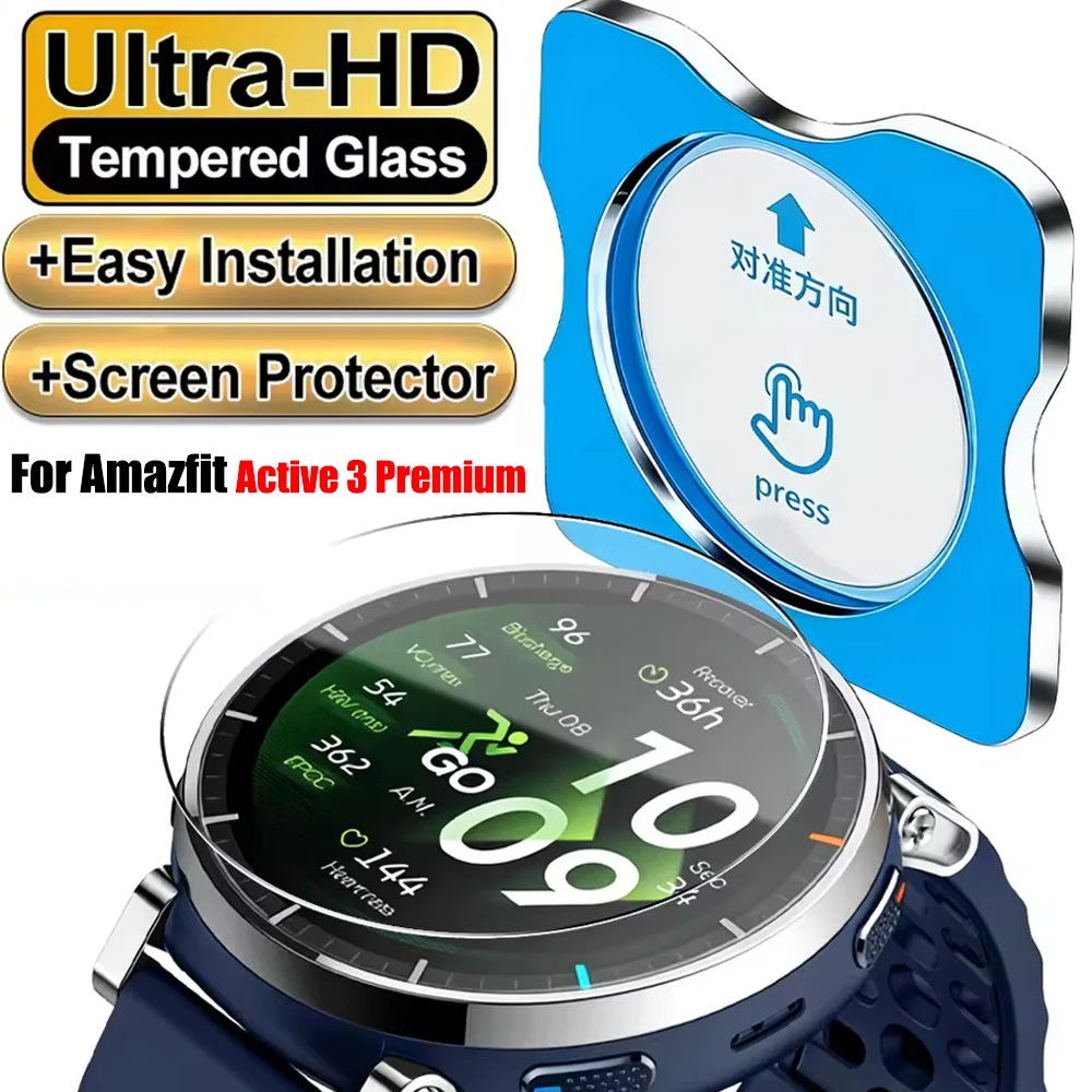 1-3PCS HD Tempered Glass For Amazfit Active 3 Premium Anti-Scratch Screen Protector For Active 3 Premium Easy to Install Film