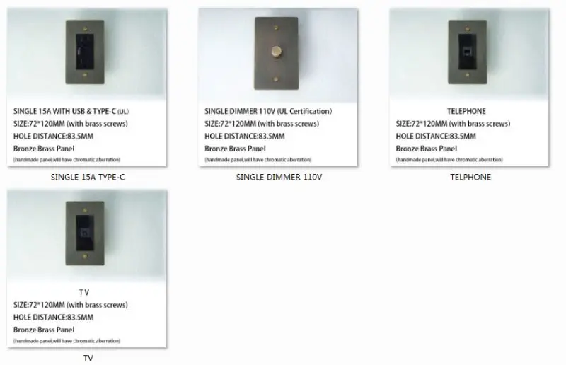 Bronze Messing Panel USA American Standard Toggle Elektrischer 3-Wege-Schalter UL 110V LED Dimmer Hotel Home GFCI USB Typ-C 15A Buchse – Detail 10