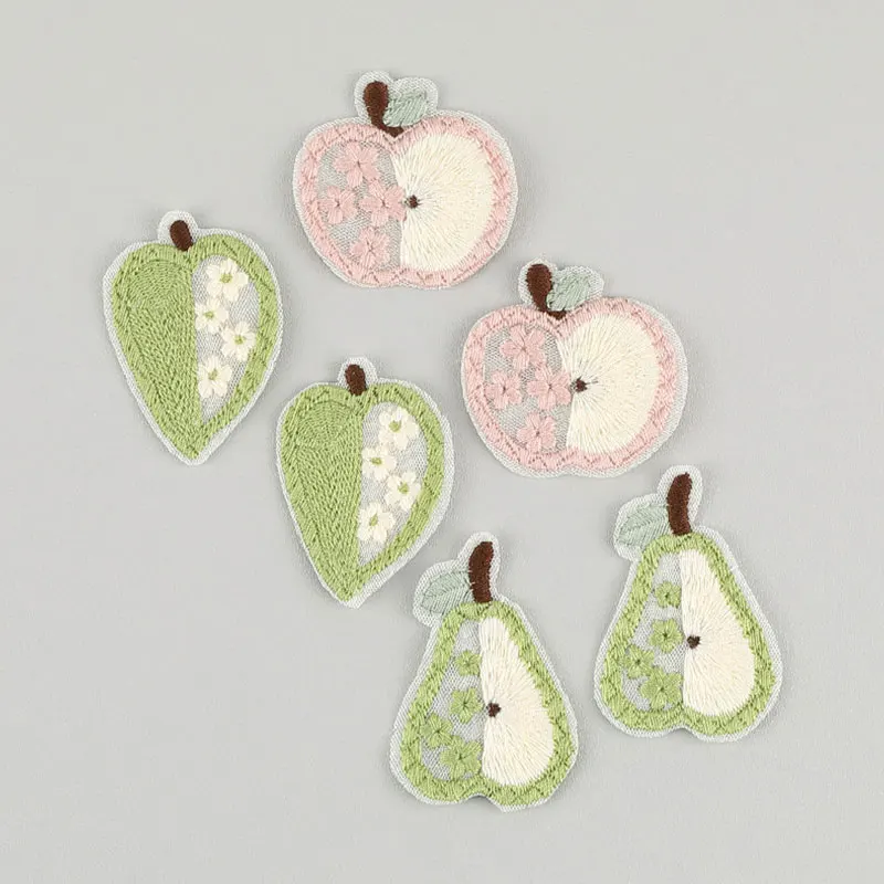 10 Stück Apfel-Frucht-Spitzenstickerei-Applikationen für DIY-Kleidung, Haarspangen, Taschen, Schuhe, Blumendekorationen, Aufnäher – Detail 2