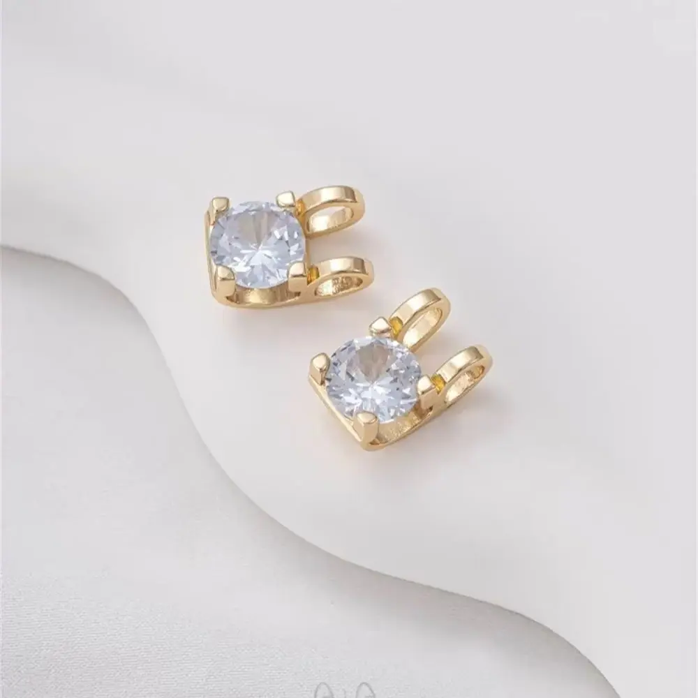 

14K Gold Inlaid 8mm Zircon Ear Pendant Handmade Diy Bracelet Necklace Jewelry String Ornaments K582