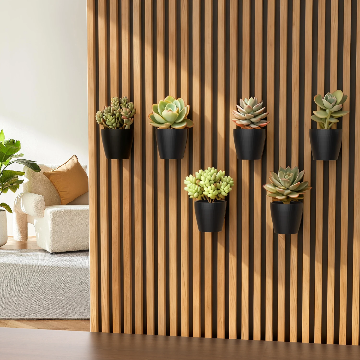 1 support de jardinière noir insonorisé, décoration de planche insonorisante, parfait pour afficher des plantes succulentes et un rangement élégant