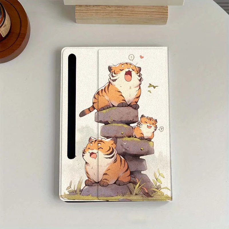 Bear Tiger Art Cartoon Cute Gift For Samsung Galaxy Tab S6 S7 S8 S9 S10 FE Plus Lite Soft Flexible Support Tablet Case