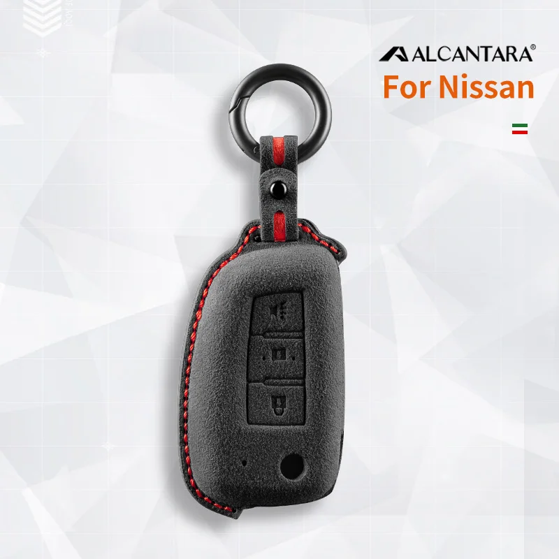 

For Nissan Juke Xtrail Sunny Cefiro A32 Qashqai J11 Alcantara Suede Car Key Case Shell 2Buttons Keychain Accessories