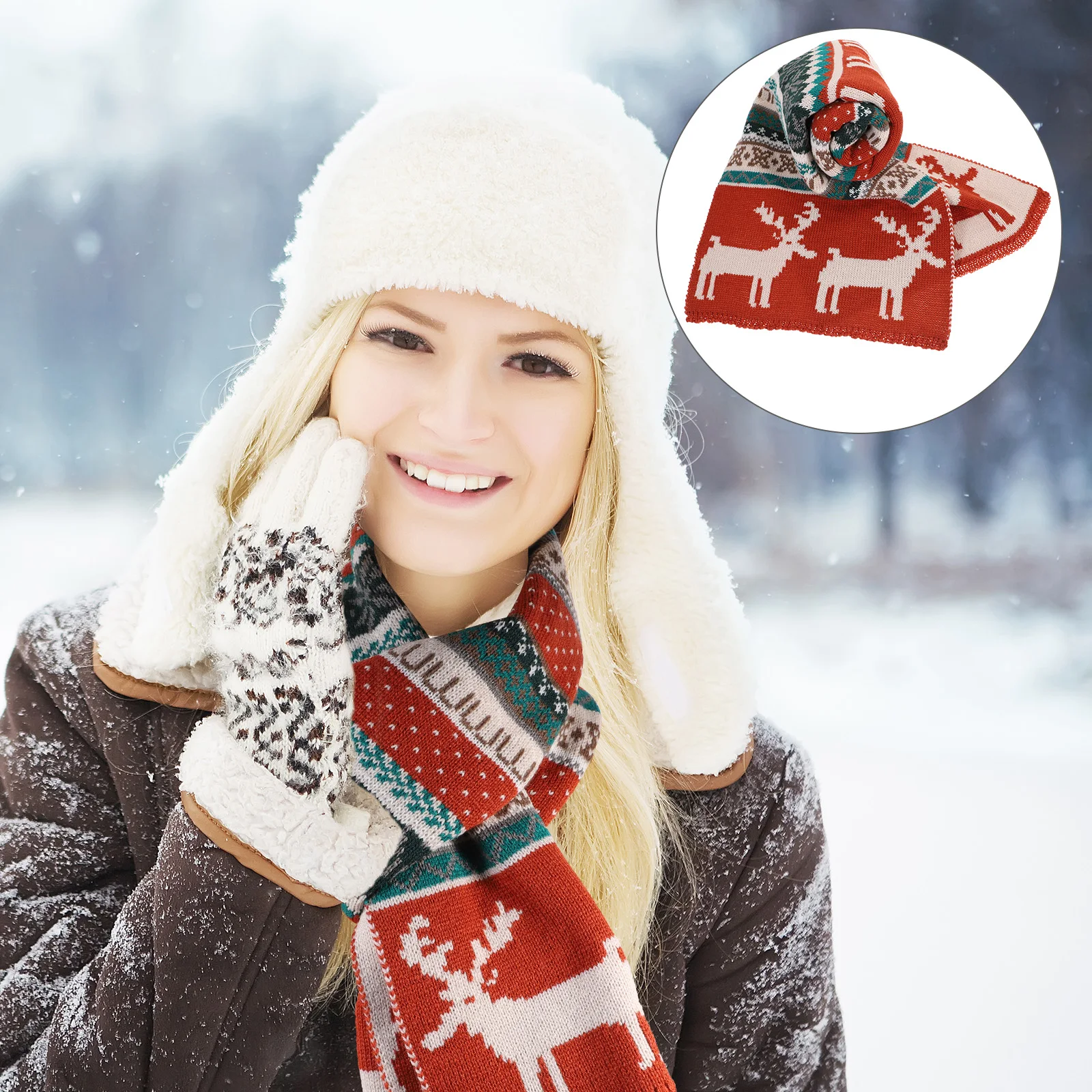 الشتاء وشاح لينة الدافئة الغزلان نمط شال التفاف عيد الميلاد وشاح للرقبة هدية عيد الميلاد لشال عيد الميلاد زي