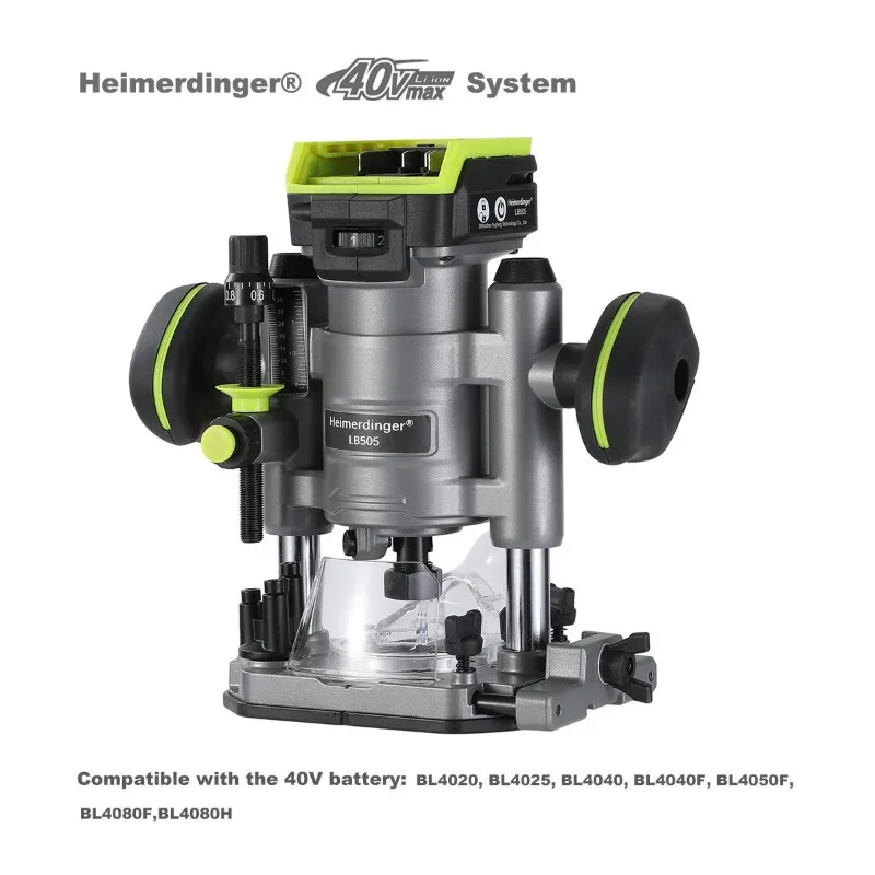 

Heimerdinger LB505 40V brushless cordless 6 speed router woodworking Hand Wood Edge Router Trimmer DIY Power Tools, No battery