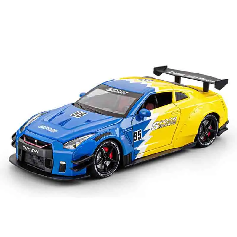 1:24 Nissan Skyline Ares GTR R35 vehículos de juguete y fundido a presión, modelo de coche de juguete de Metal, colección extraíble de alta simulación, juguetes para niños