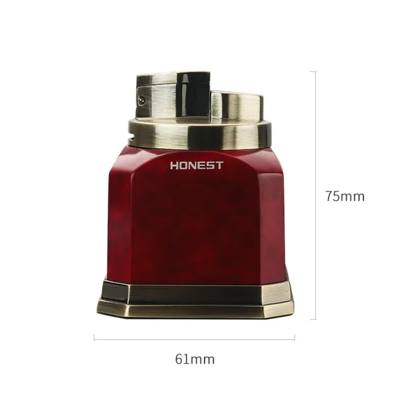 2024 New HONEST Four Jet Red Flame Lighter  Butane Gas Eight Corner Metal Windproof Cigar Lighter No Butane Gas For Men\'s Gifts