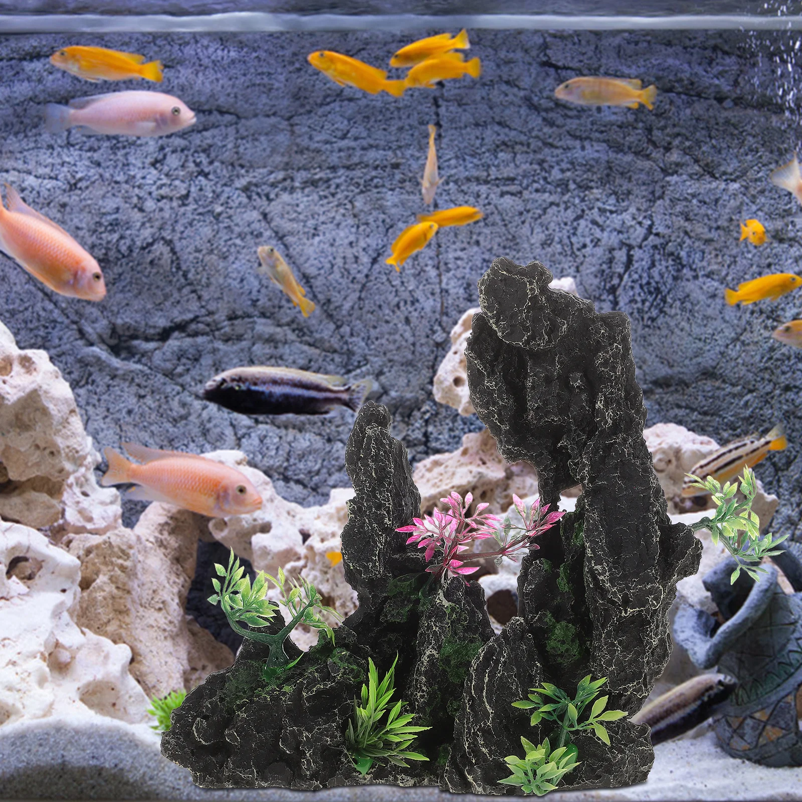 

Resin Artificial Rockery Aquarium Mountain Decorations for Fish Tank Landscape Vivid Natural Look Easy to Clean Safe for Fresh