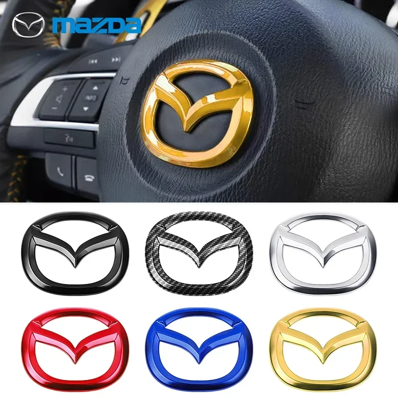 Car Steering Wheel Sticker for Mazda 3 Axela 6 Atenza CX-5 2 Demio CX-3 CX-30 MX5 CX30 Emblem Decal Badge Decoration Accessories