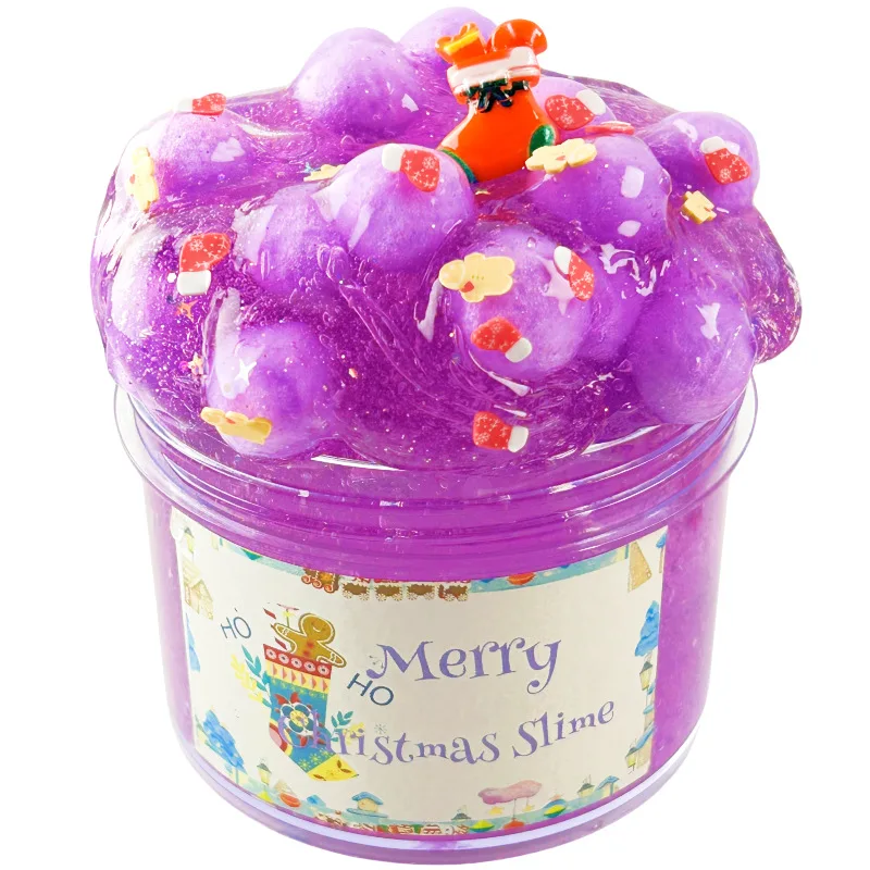 Christmas New Merry Clear Slime Fluffy Kit for Kid Soft Pottery Slice DIY Mud DIY Stress Relief Children Toy Slice Charm