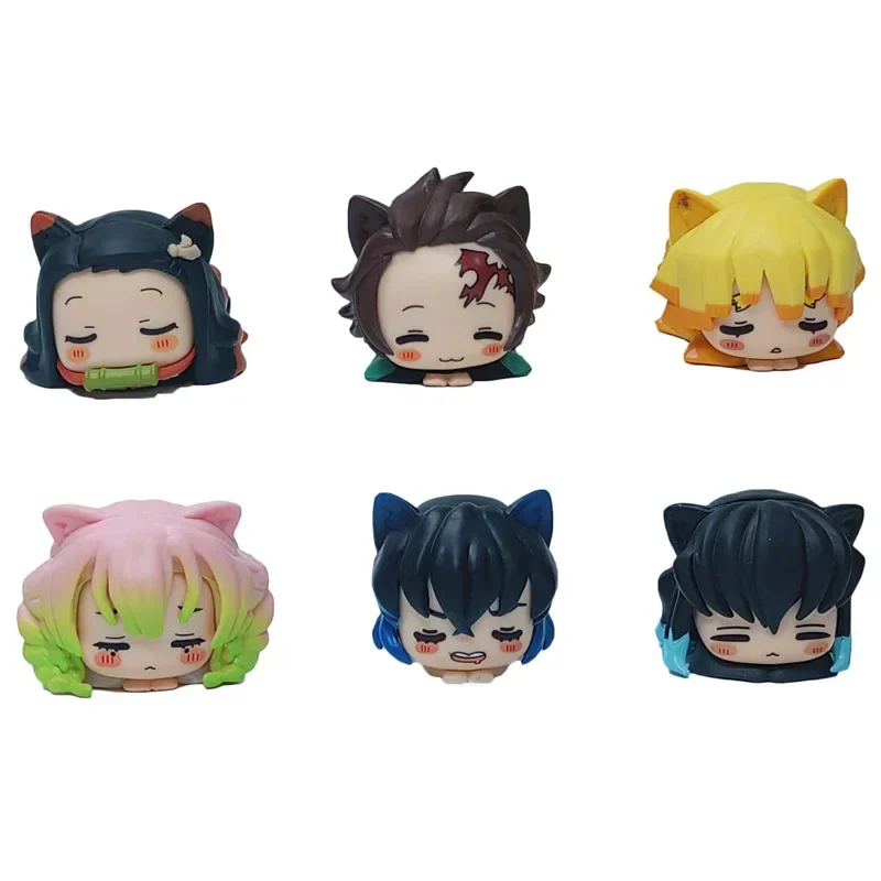 

6pcs Q-version Sleeping Posture Prone Ghost Killing Blade Figurines Kamado Tanjirou Kamado Nezuko Kanroji Mitsuri Kid Doll