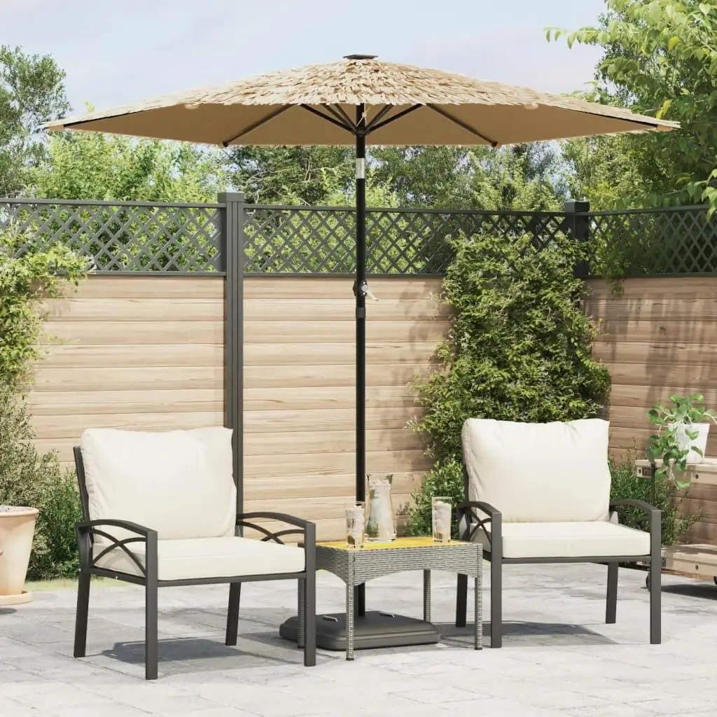 

Brown Garden Parasol with Steel Pole - 87.8x87.8x83.9 cm Outdoor Umbrella