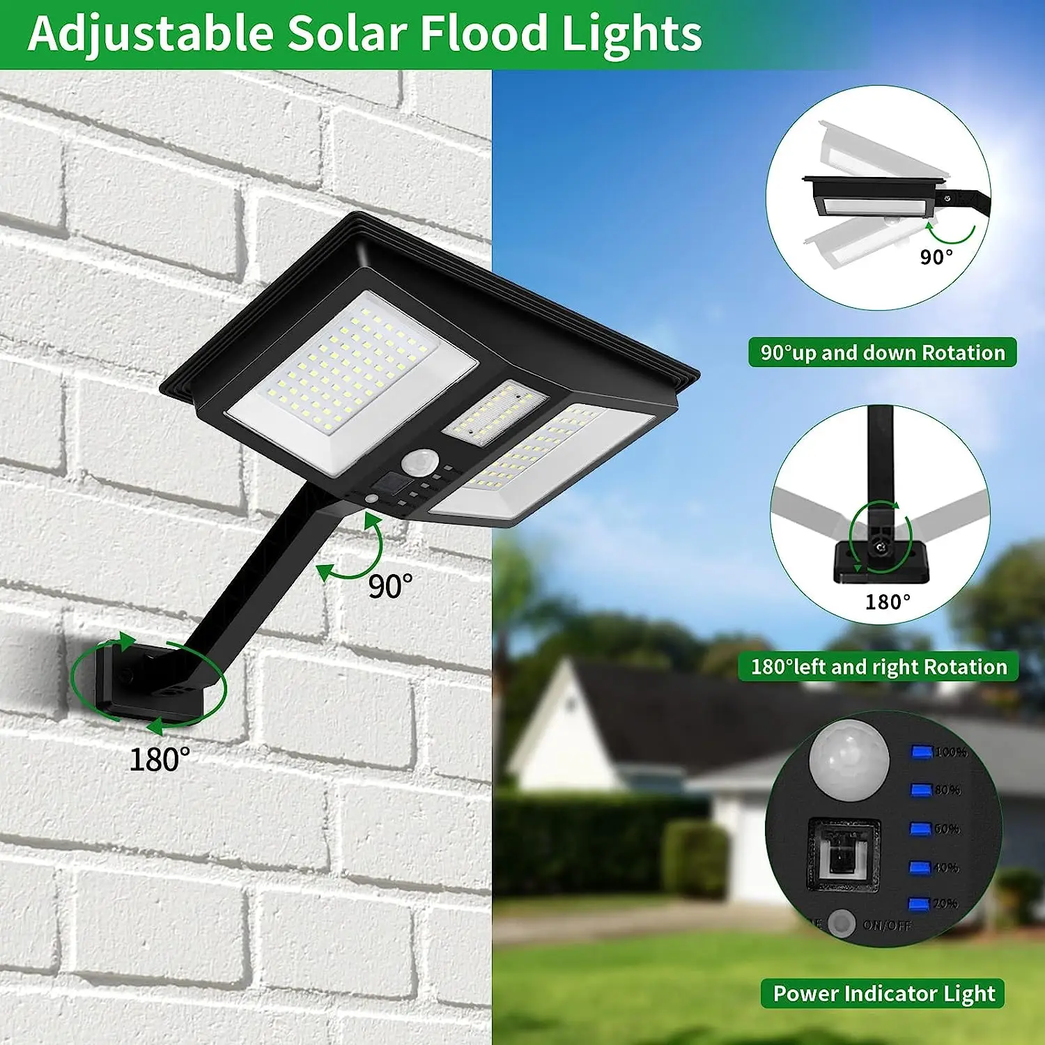 138LED Solar Barn Lights Adjustable Outdoor Waterproof Solar Powered Garden Yard Shed Lamp with Motion Sensor 4 Lighting Modes