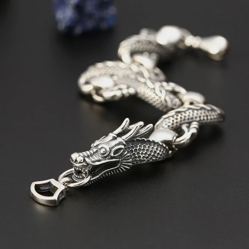 S925 sterling silver ornament vintage personality, trend, fashion bracelet Thai silver domineering Dragon Bracelet for men