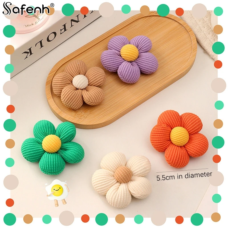 1pc Handmade Fabric Cute Color Flowers Padded Appliques For DIY Headwear Hairpin Clothing Patches Crafts Decoration Accessories