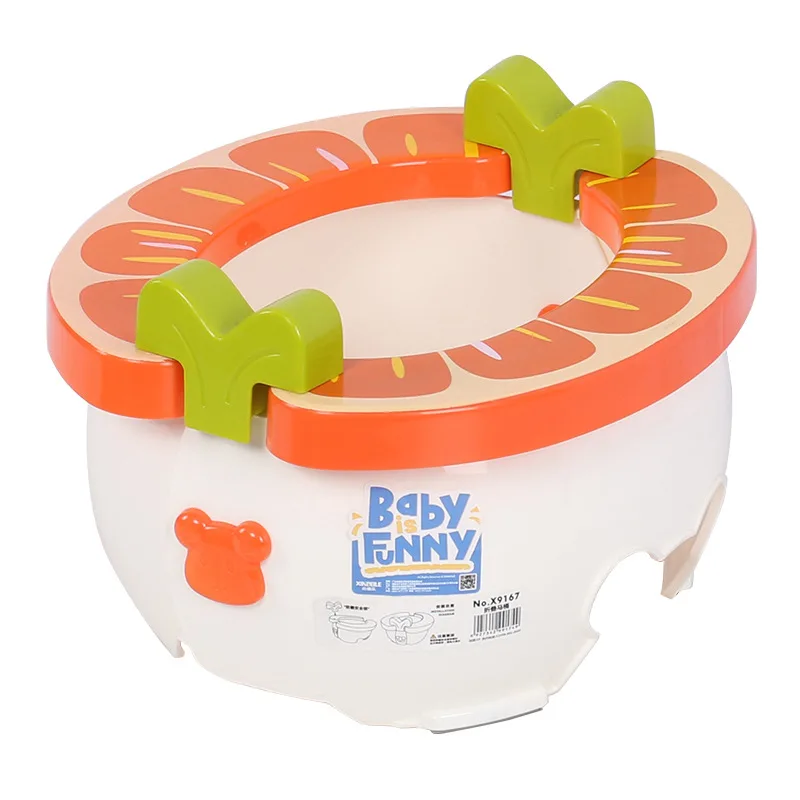 Olla de inodoro plegable para viaje al aire libre para bebé, orinal portátil con forma de fresa Kawaii para niños, asiento de entrenamiento para niños