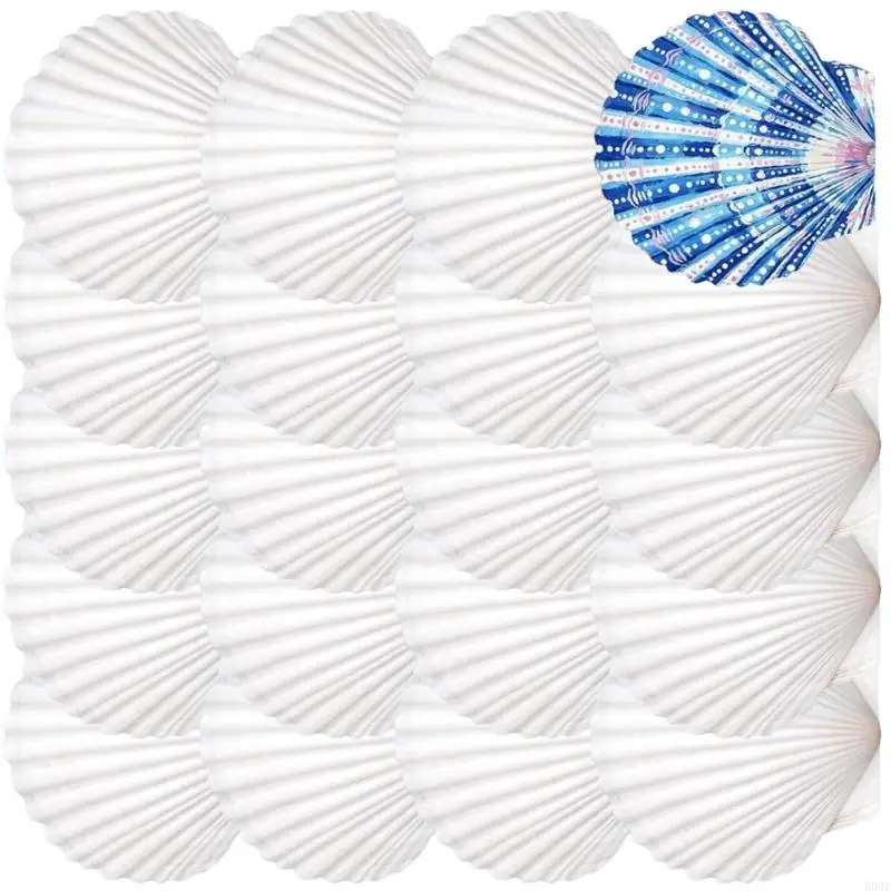 20 Stück natürliche weiße Muscheln, bemalbare natürliche Muscheln zum Handmalen und Kuchenbacken, Dekoration, Schule, B03E – Detail 3